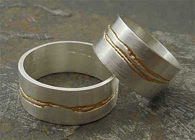 Handmade designer silver wedding rings