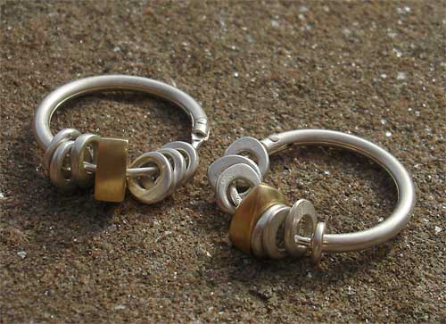 Handmade gold and silver hoop earrings
