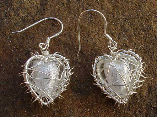 Handmade heart silver earrings