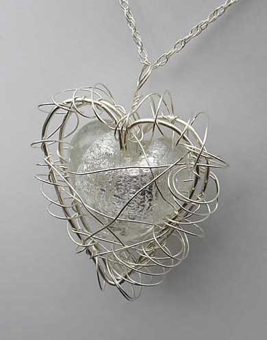 Handmade heart silver necklace for women
