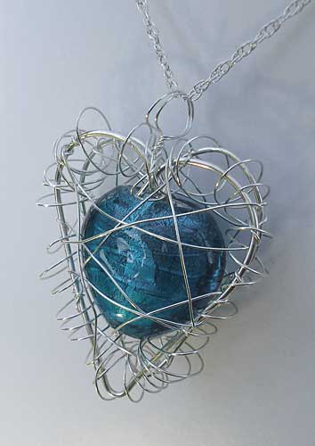Handmade heart silver necklace