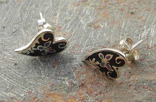 Handmade heart stud earrings