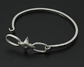 Handmade modern silver star bangle for women