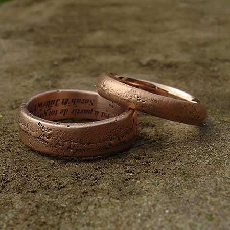 Handmade rose gold wedding rings