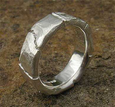 Handmade silver diamond wedding ring