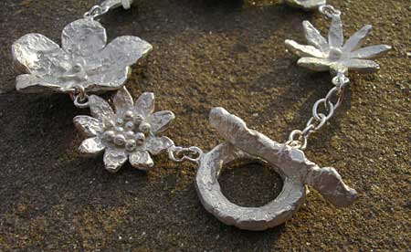 Handmade silver flower bracelet