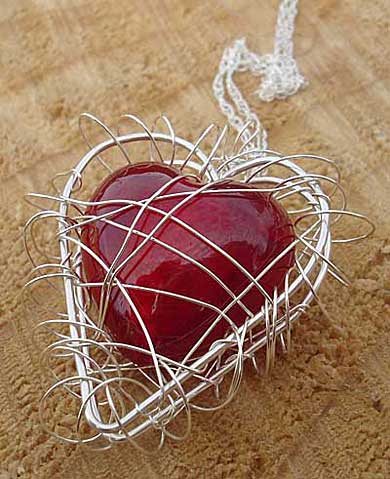Handmade silver heart necklace
