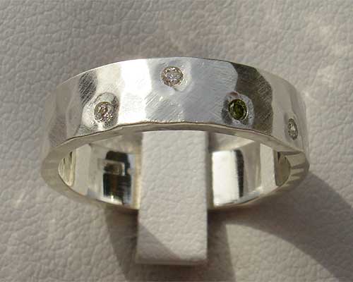 Handmade sterling silver diamond wedding ring