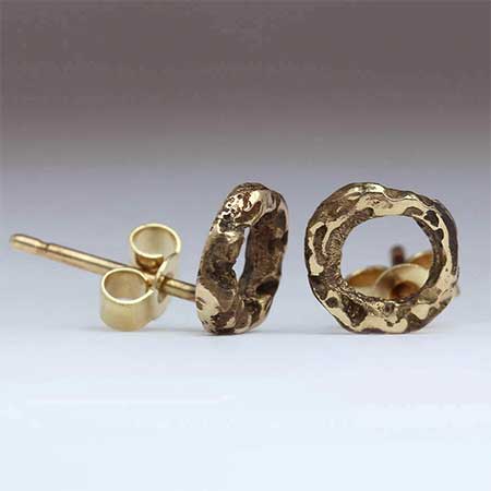 Handmade unique gold stud earrings