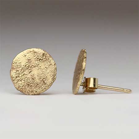 Handmade unusual Gold stud earrings