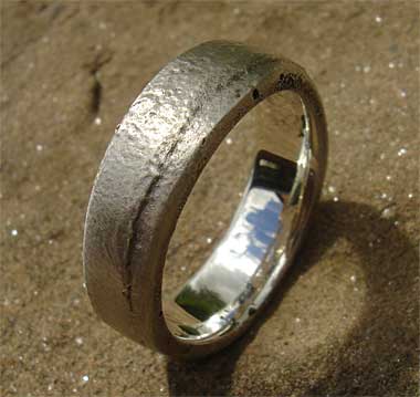 Handmade unusual sterling silver wedding ring