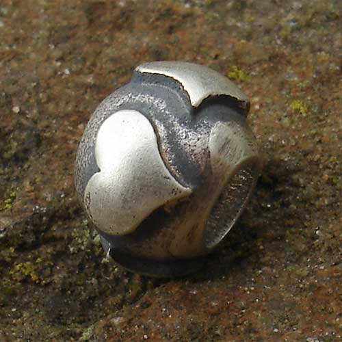 Heart silver charm bead
