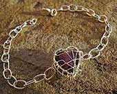 Heart sterling silver chain bracelet