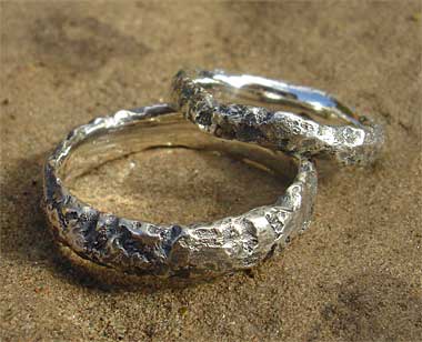 Textured silver rings