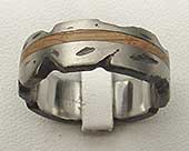Textured silver and wooden wedding ring
