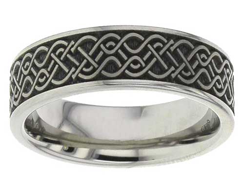 Wave pattern Celtic titanium ring