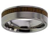 Titanium inlaid wooden wedding ring