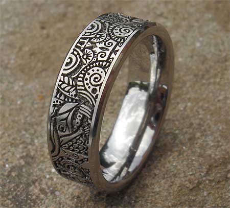 Mayan titanium ring