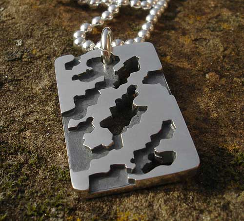 Mens army camouflage silver necklace