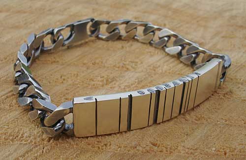 Mens Personalised Barcode Silver ID Bracelet | UK!