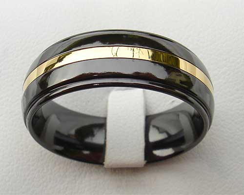 Mens Black & 9ct Gold Wedding Ring | LOVE2HAVE in the UK!
