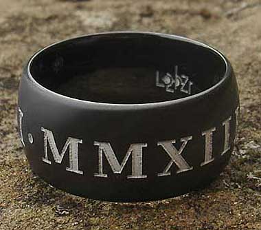 Mens black Roman numeral ring