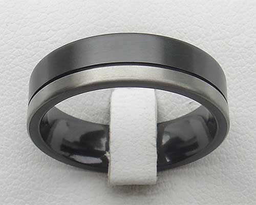 Size P Black & Silver Designer Ring