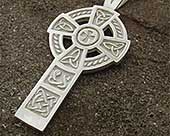 Mens silver Celtic cross necklace