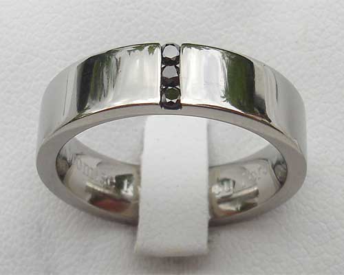 Channel black diamond set wedding ring