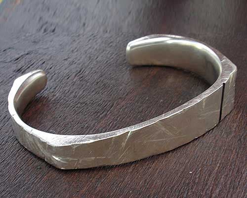 Mens chunky silver cuff bracelet