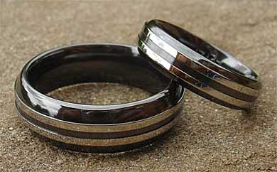 Mens contemporary two tone wedding rings