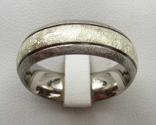 Wire Brushed Inlaid Titanium Wedding Ring | LOVE2HAVE UK!