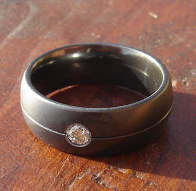 Diamond black wedding ring