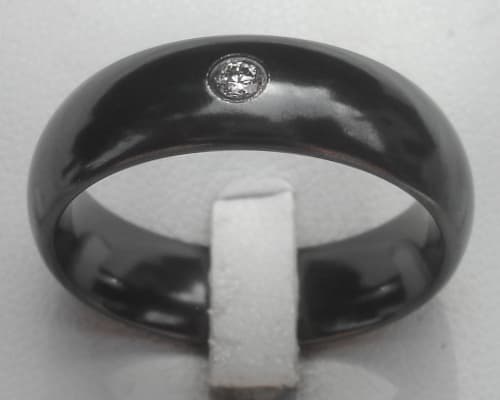 Mens diamond domed black wedding ring