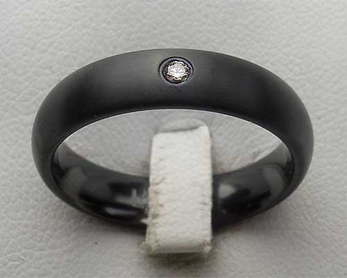 Diamond Set Domed Black Wedding Ring | LOVE2HAVE UK!