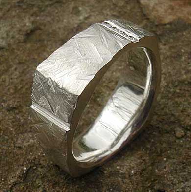 Mens diamond silver ring