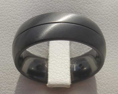 Mens domed black wedding ring