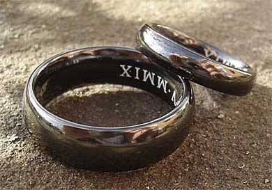 Mens domed black wedding rings