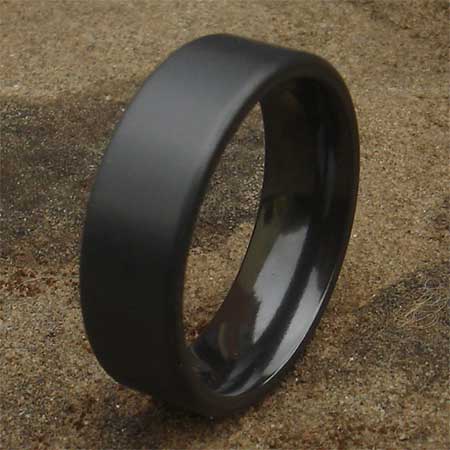 Mens flat black ring