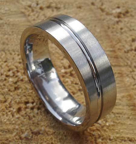 Flat profile titanium wedding ring