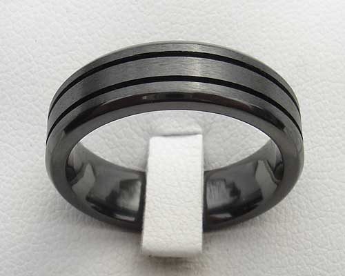 Mens Grooved Black Wedding Ring | LOVE2HAVE in the UK!