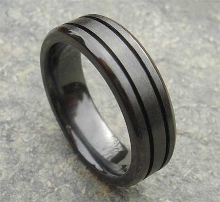 Mens grooved wedding ring