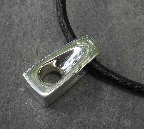 Mens handmade polished silver pendant