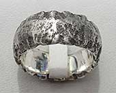 Mens heavily textured silver ring