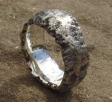 Mens heavy textured silver ring