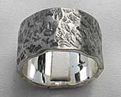 Mens oxidised hammered silver ring