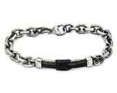 Mens oxidised silver chain bracelet