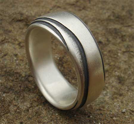 Mens silver designer ring