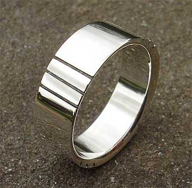 Mens polished silver ring