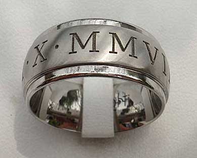 Men's Roman numeral wedding ring